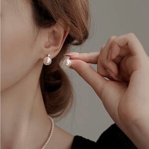 Silver Pearl Drop Earrings